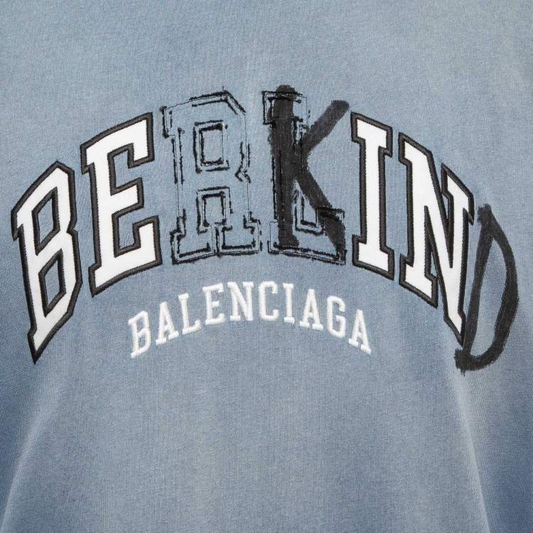 Pre Owned Balenciaga Blue Be Kind Faded Cotton T-Shirt XS