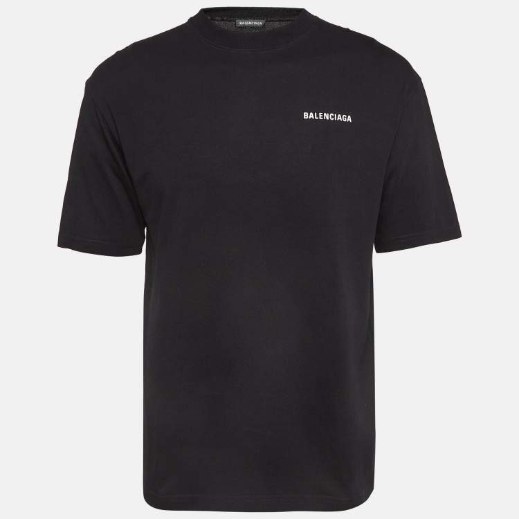Pre Owned Balenciaga Black Logo Print Cotton T-Shirt XXS