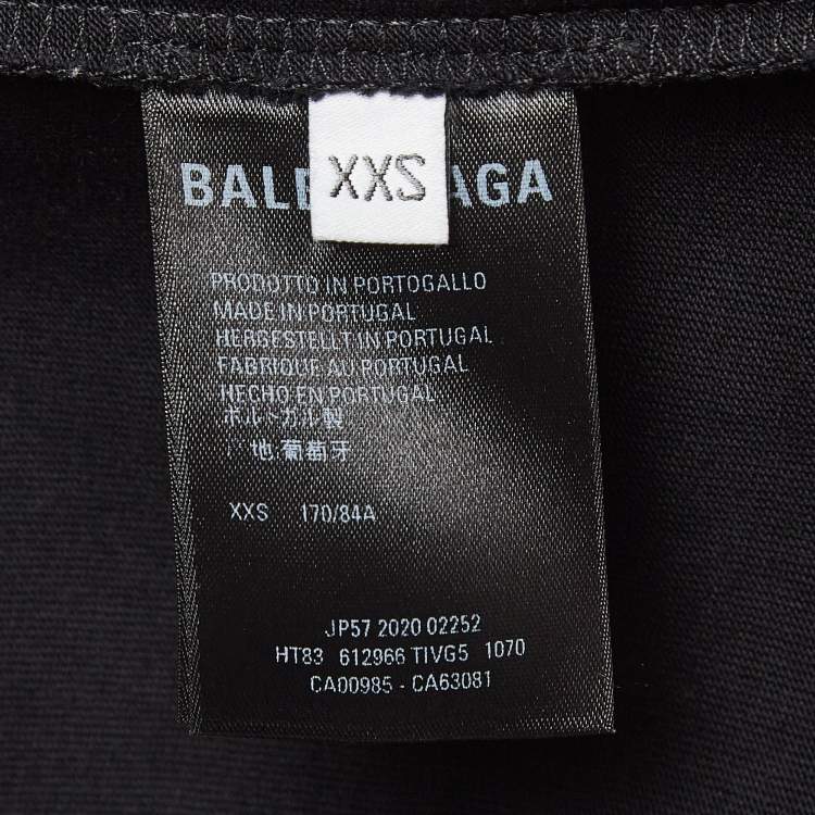 Pre Owned Balenciaga Black Logo Print Cotton T-Shirt XXS