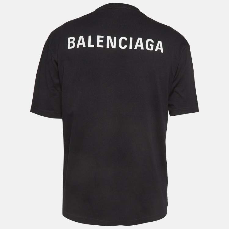 Pre Owned Balenciaga Black Logo Print Cotton T-Shirt XXS