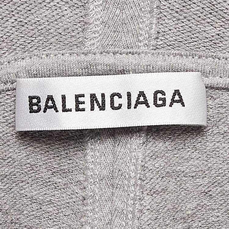 Pre Owned Balenciaga Grey Cotton Knit Oversized Hoodie S