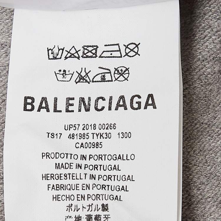 Pre Owned Balenciaga Grey Cotton Knit Oversized Hoodie S