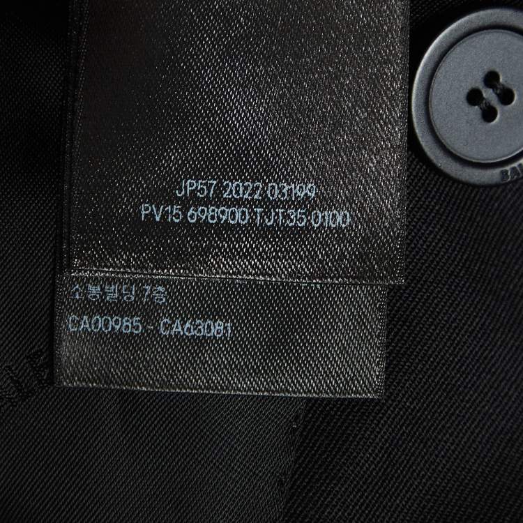 Pre Owned Balenciaga Black Gabardine Double Breasted Blazer XS