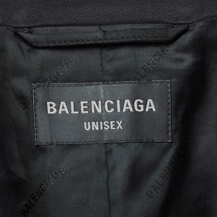 Pre Owned Balenciaga Black Gabardine Double Breasted Blazer XS