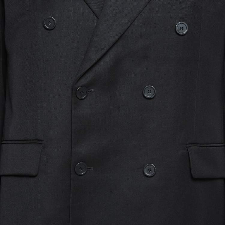 Pre Owned Balenciaga Black Gabardine Double Breasted Blazer XS