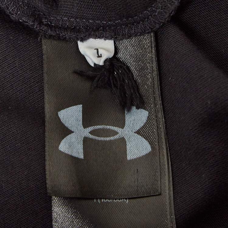 Pre Owned Balenciaga X Under Armour Black Logo Embroidered Cotton T-Shirt L