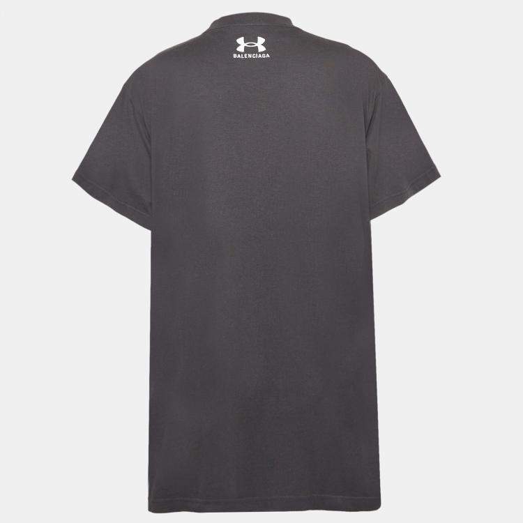 Pre Owned Balenciaga X Under Armour Black Logo Embroidered Cotton T-Shirt L