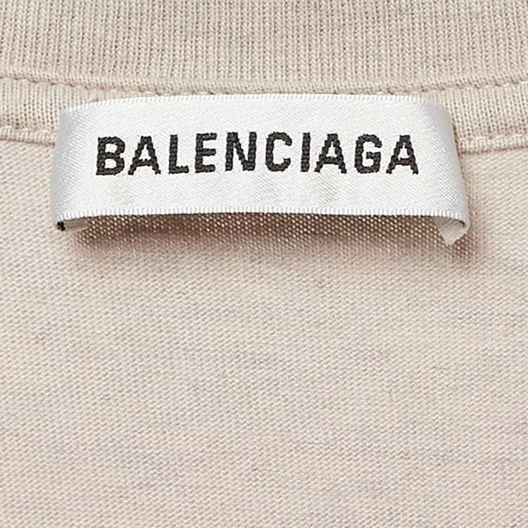Pre Owned Balenciaga Grey Embroidered Cotton Jersey T-Shirt XS