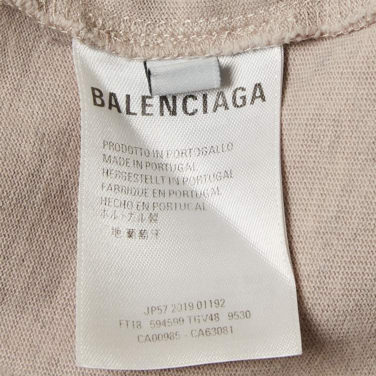 Pre Owned Balenciaga Grey Embroidered Cotton Jersey T-Shirt XS