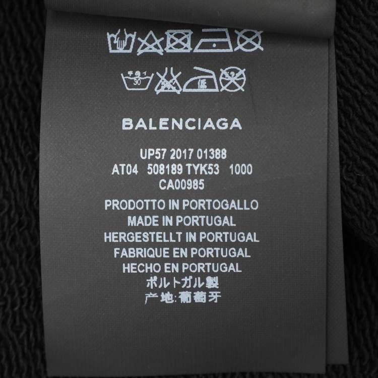 Pre Owned Balenciaga Black Cotton Knit Logo Zip Hoodie S