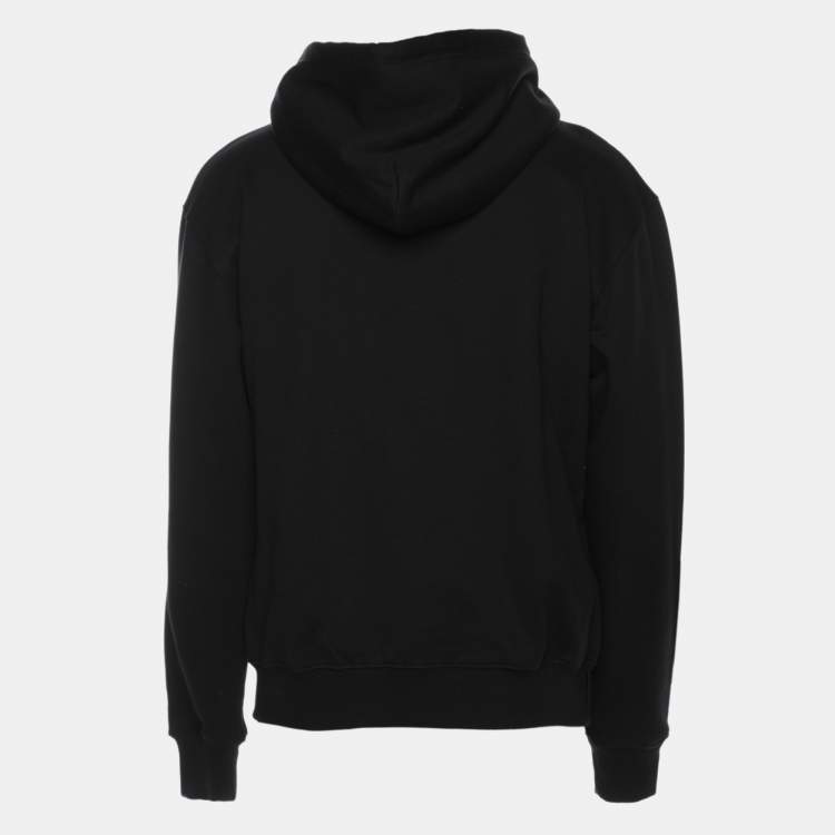 Pre Owned Balenciaga Black Cotton Knit Logo Zip Hoodie S