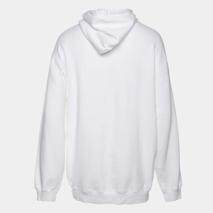 Pre Owned Balenciaga White Cotton Knit Logo Hoodie S