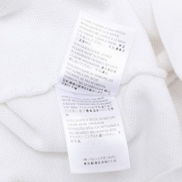 Pre Owned Balenciaga White Cotton Knit Logo Hoodie S