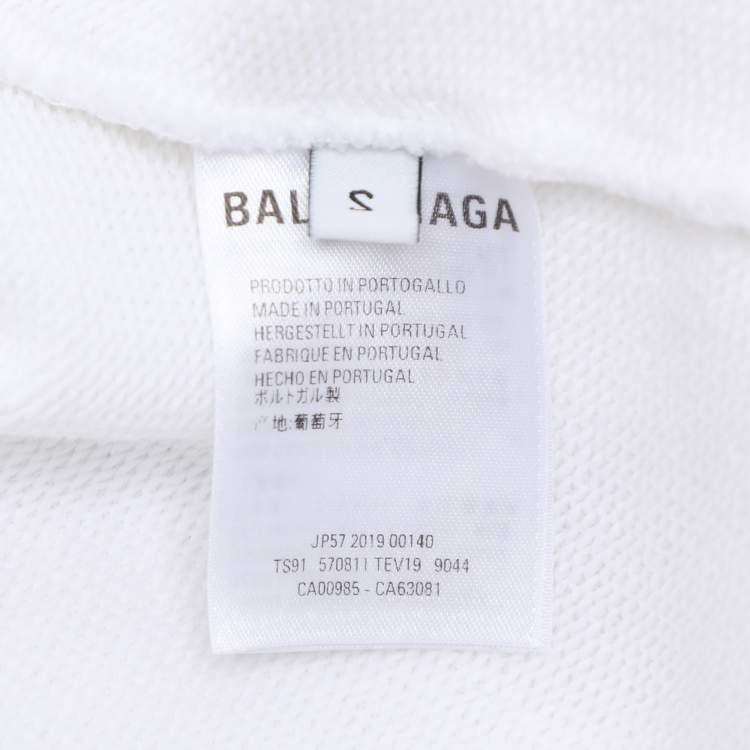 Pre Owned Balenciaga White Cotton Knit Logo Hoodie S