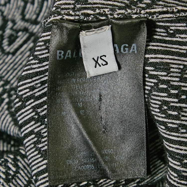 Pre Owned Balenciaga Black Logo Intarsia Stretch Knit Sweatshirt XS