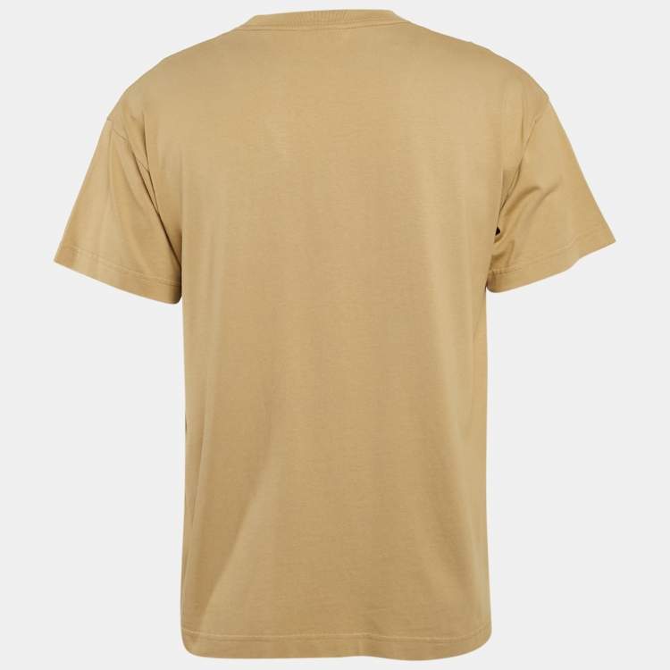 Pre Owned Balenciaga Brown Logo Embroidered Cotton Knit  T-Shirt S