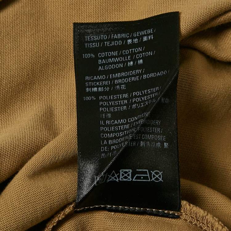 Pre Owned Balenciaga Brown Logo Embroidered Cotton Knit  T-Shirt S