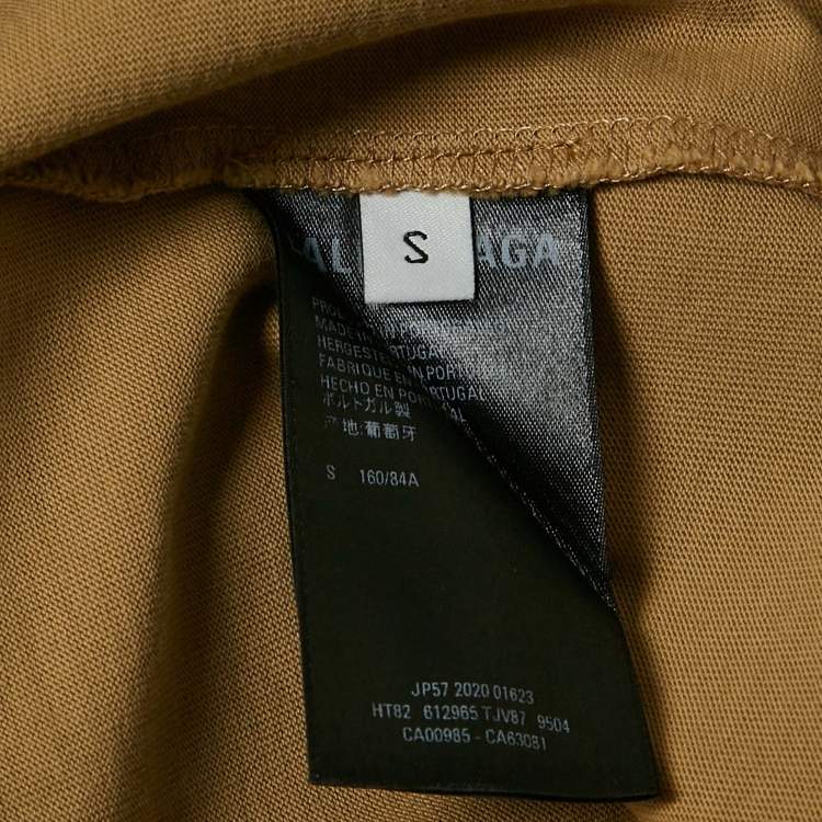 Pre Owned Balenciaga Brown Logo Embroidered Cotton Knit  T-Shirt S