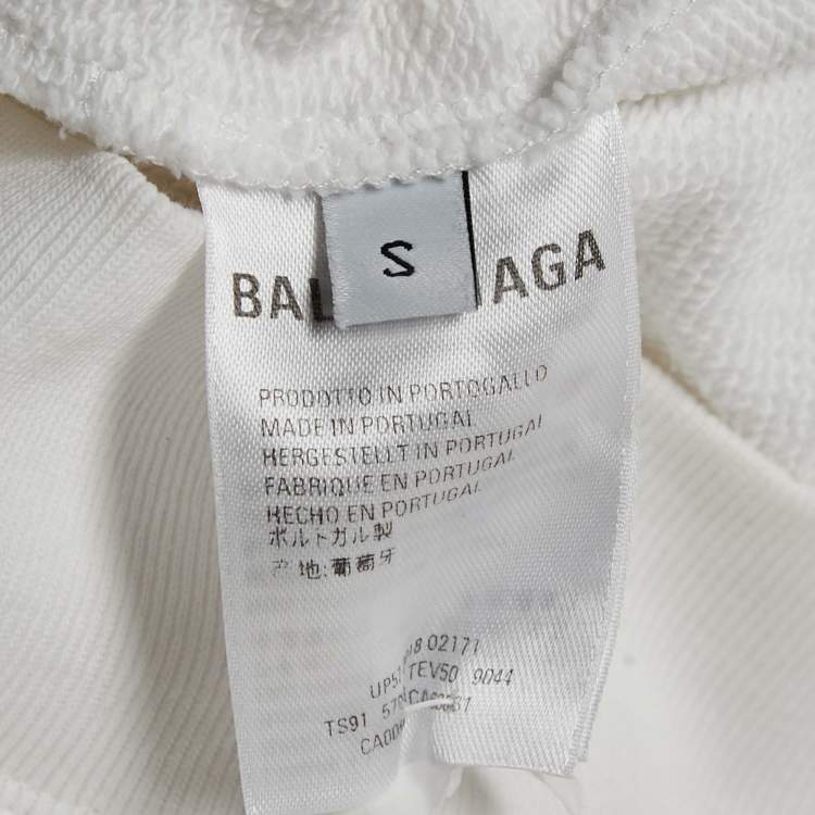 مملوكة مسبقًا Balenciaga White BB Embroidered Cotton Oversized Hoodie S