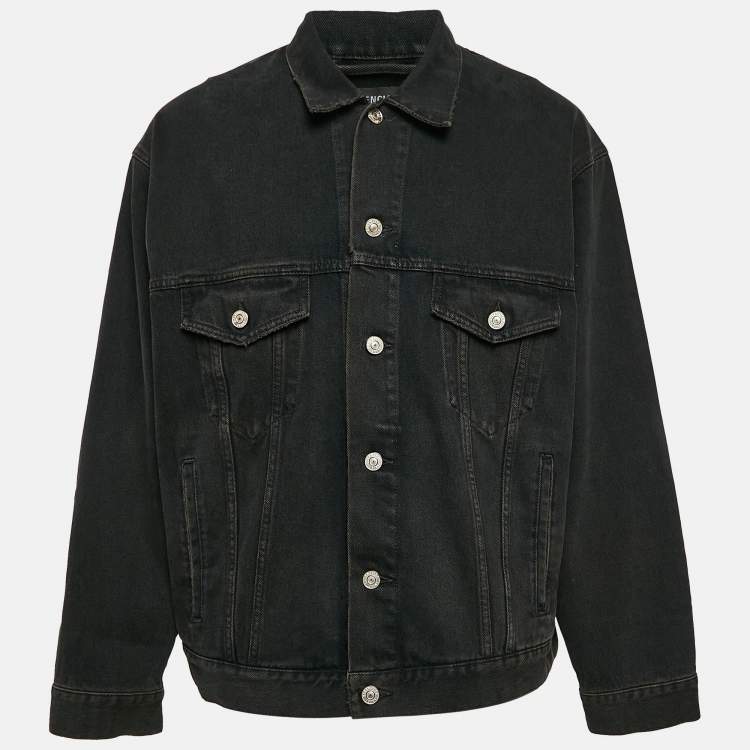 BALENCIAGA Distressed Padded Denim Bomber Jacket for Men