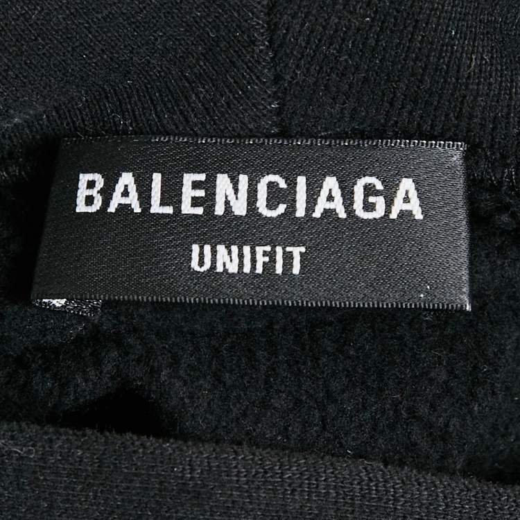 Pre Owned Balenciaga Black Nasa Applique Cotton Knit Hoodie XS