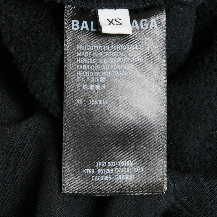 Pre Owned Balenciaga Black Nasa Applique Cotton Knit Hoodie XS