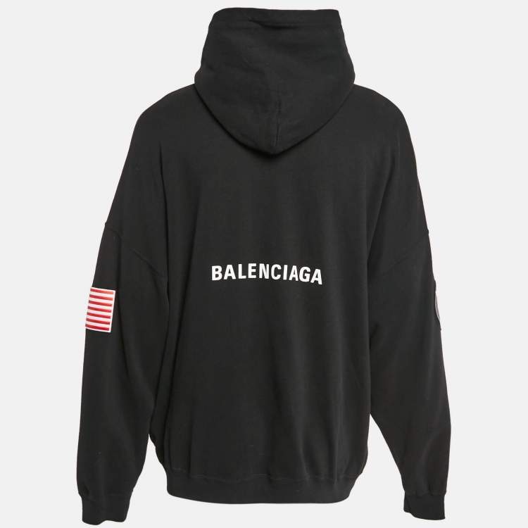 Balenciaga Black Nasa Applique Cotton Knit Hoodie XS Balenciaga TLC