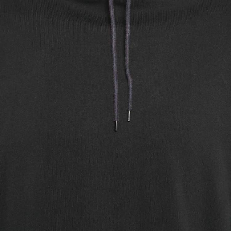 Pre Owned Balenciaga Black Logo Print Cotton Hooded Sweatshirt S