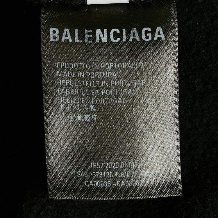 Pre Owned Balenciaga Black BB Logo Print Cotton Knit Hoodie M