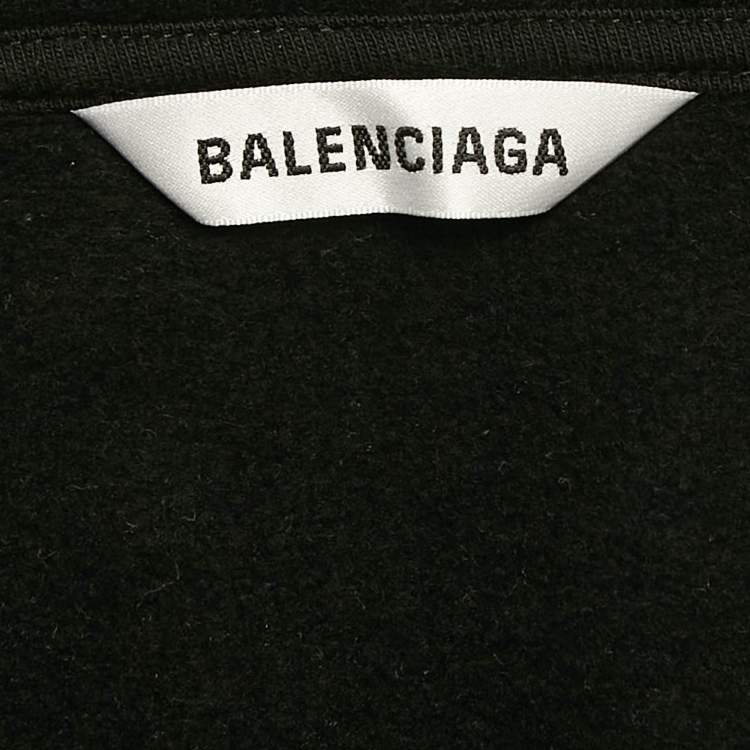 Pre Owned Balenciaga Black BB Logo Print Cotton Knit Hoodie M
