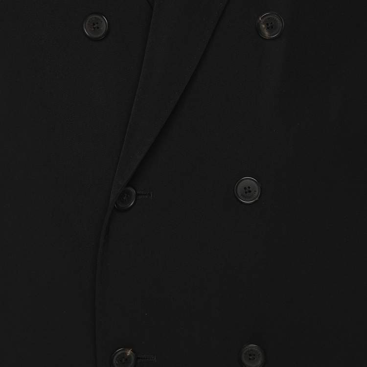 Pre Owned Balenciaga Black Nylon Double Breasted Blazer L