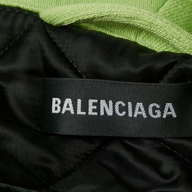 Pre Owned Balenciaga Blue Checked Cotton and Denim Layered Jacket S