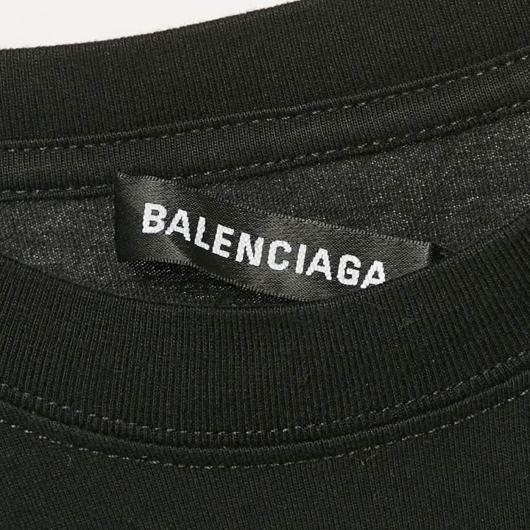 Pre Owned Balenciaga Black Logo Print Jersey Oversized T-Shirt S