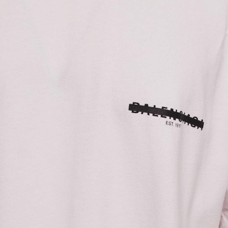Pre Owned Balenciaga Light Pink Logo Strike-Out Print Cotton Jersey T-shirt L