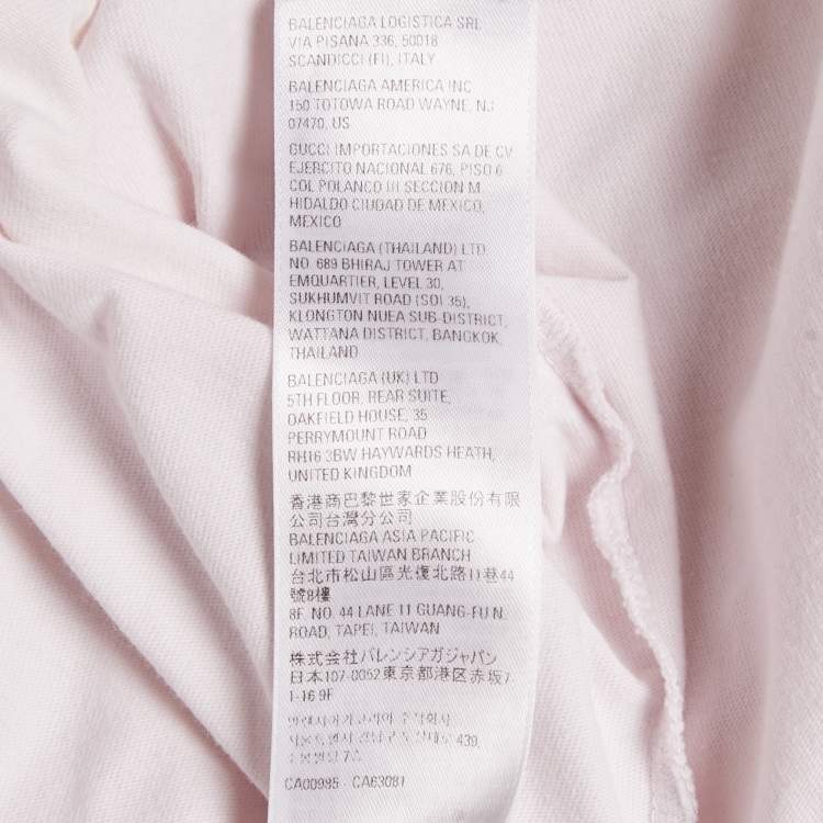 Pre Owned Balenciaga Light Pink Logo Strike-Out Print Cotton Jersey T-shirt L
