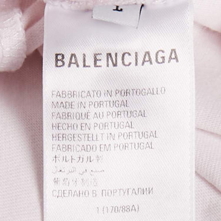 Pre Owned Balenciaga Light Pink Logo Strike-Out Print Cotton Jersey T-shirt L