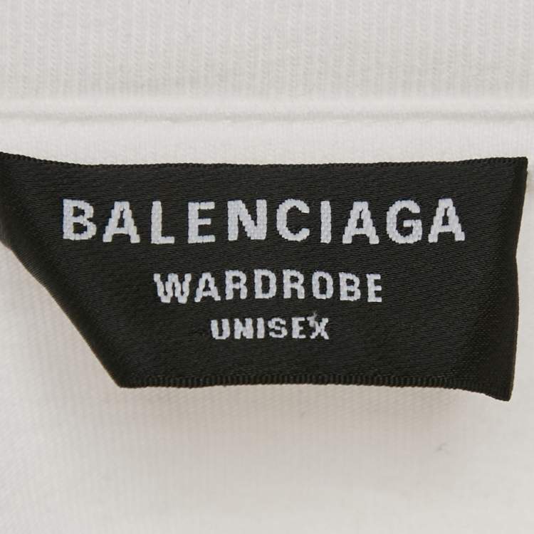 Pre Owned Balenciaga White Logo Print Jersey Oversized T-Shirt XS