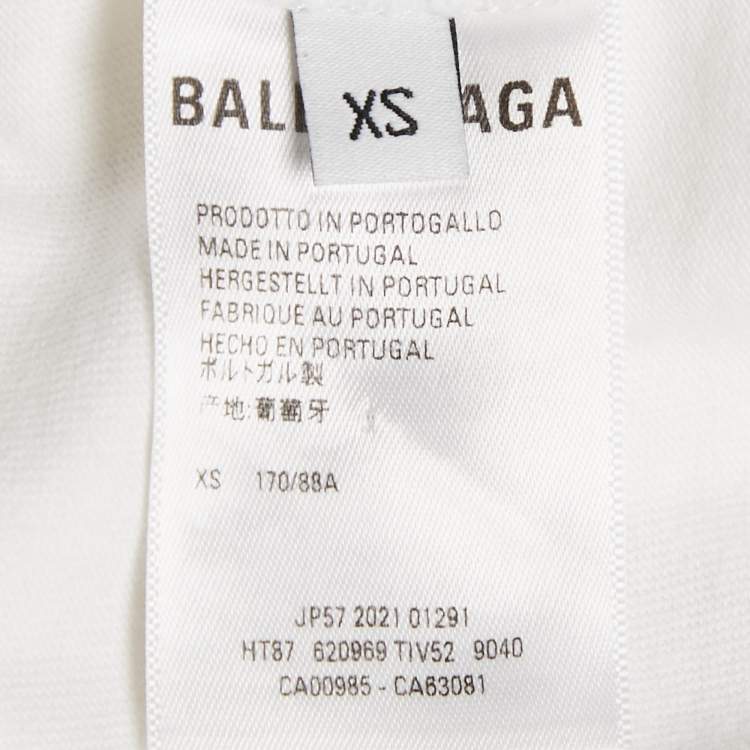 Pre Owned Balenciaga White Logo Print Jersey Oversized T-Shirt XS