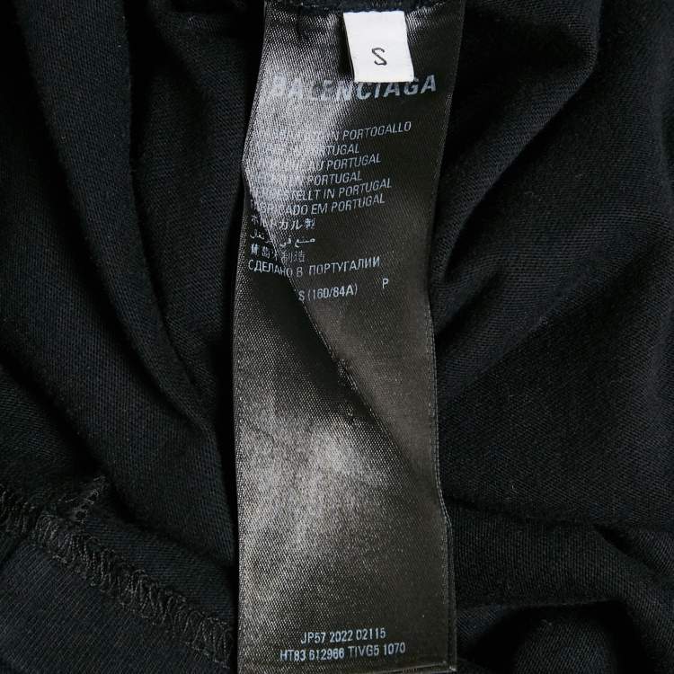 Pre Owned Balenciaga Black Logo Print Jersey Oversized T-Shirt S