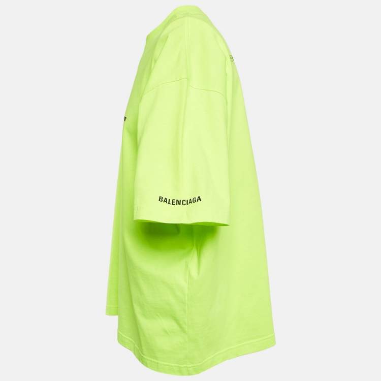 Pre Owned Balenciaga Neon Green Cotton World Food Programme Oversized T-Shirt XL