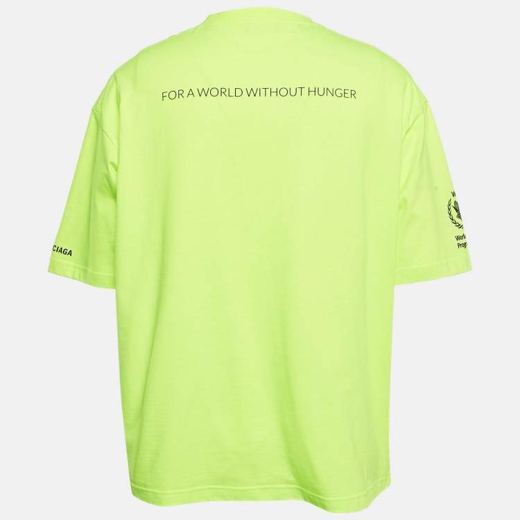 Pre Owned Balenciaga Neon Green Cotton World Food Programme Oversized T-Shirt XL