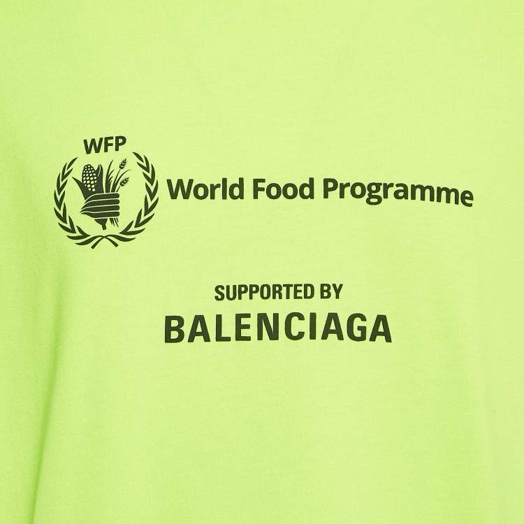 Pre Owned Balenciaga Neon Green Cotton World Food Programme Oversized T-Shirt XL
