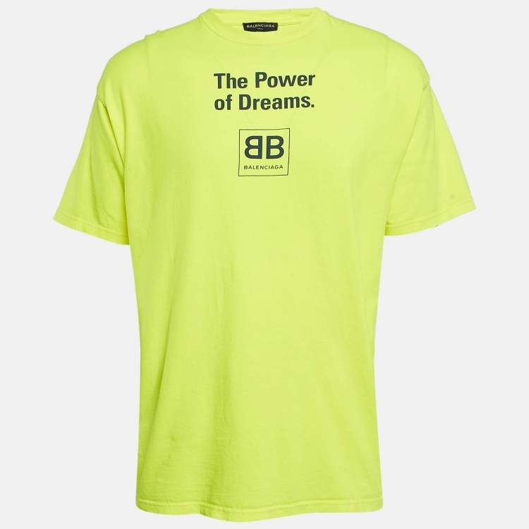 Pre Owned Balenciaga Neon Yellow Jersey The Power Of Dreams T-Shirt S