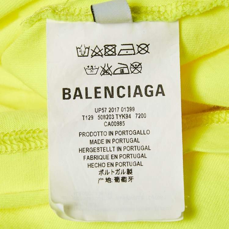 Pre Owned Balenciaga Neon Yellow Jersey The Power Of Dreams T-Shirt S