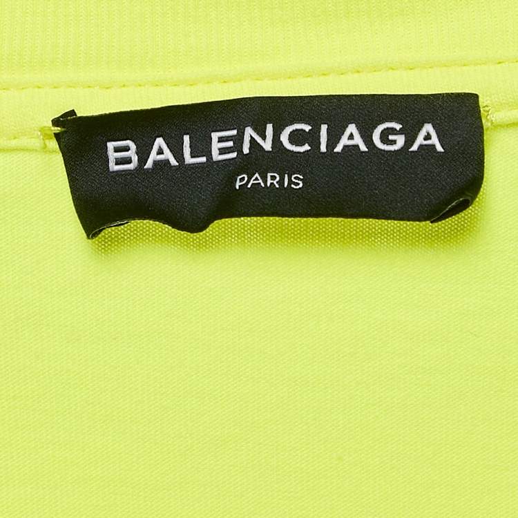 Pre Owned Balenciaga Neon Yellow Jersey The Power Of Dreams T-Shirt S