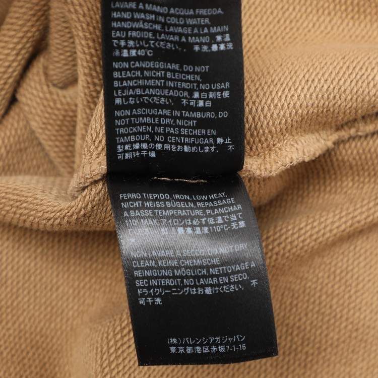 Pre Owned Balenciaga Light Brown Logo Printed Cotton Hoodie XS