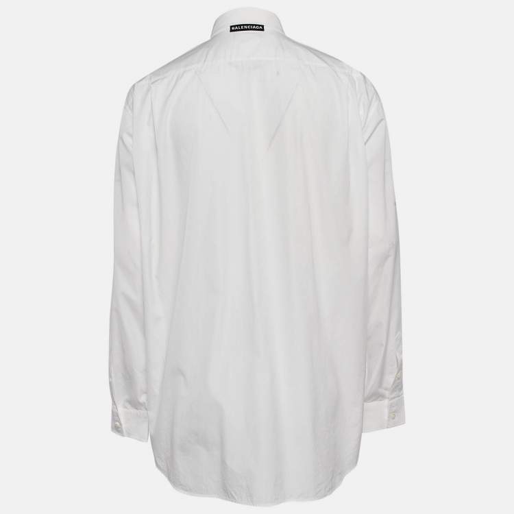 Pre Owned Balenciaga White Cotton Button Down Shirt L