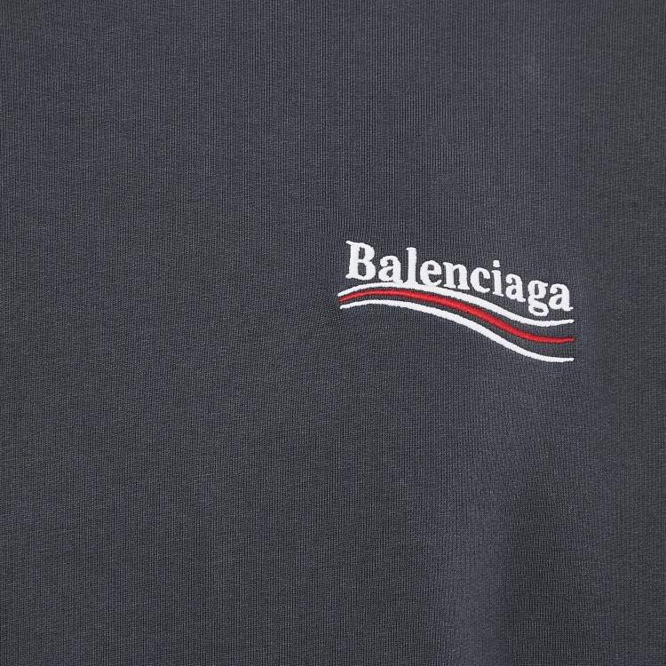 مملوكة مسبقًا Balenciaga Unisex Grey Logo Embroidery Cotton Knit Oversized Hoodie XS