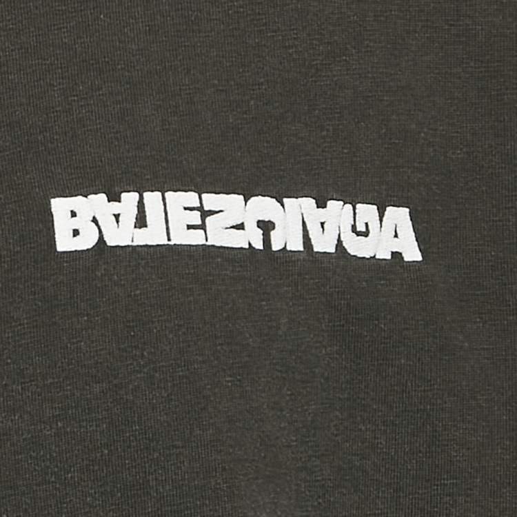 Pre Owned Balenciaga Unifit Black Faded Logo Embroidered Cotton Oversized T-Shirt M