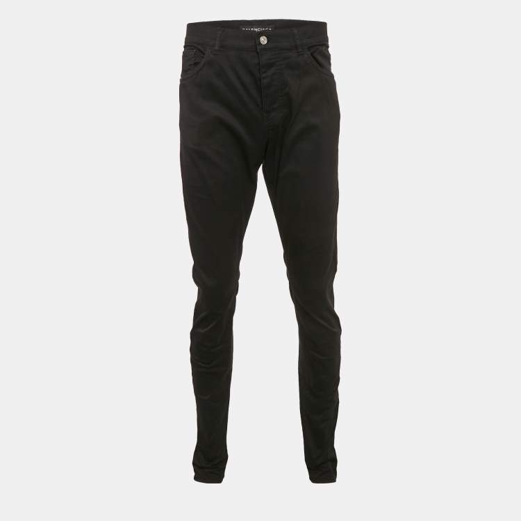 Pre Owned Balenciaga Black Gabardine Cotton Pants L